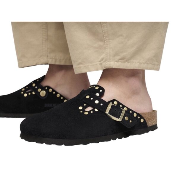 Birkenstock Boston Rivets Suede Leather Clog Black Size 37 EU New In Box - Picture 8 of 16